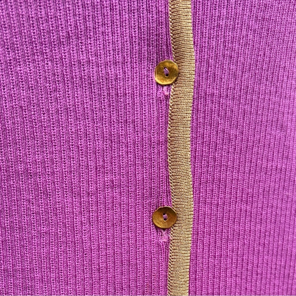 VTG Chantal Gaudreau Pink & Gold 100% Italian Virgin Wool Cardigan, SZ L VGUC - Picture 4 of 11
